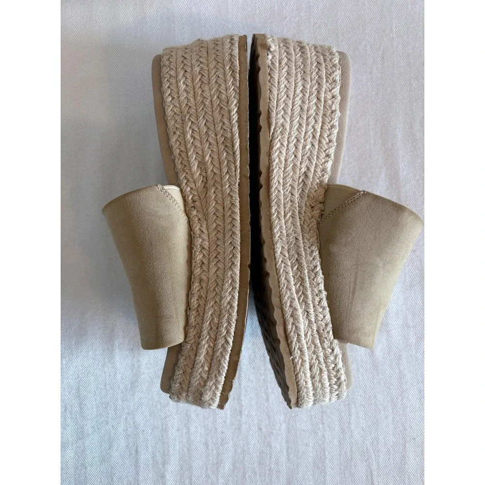MIA Nura Tan Platform Espadrille Slides‎ Women 7M GS1571409SF Faux Suede Sandals